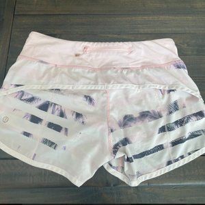Lululemon Pink and White Palm Tree Speed Shorts 4